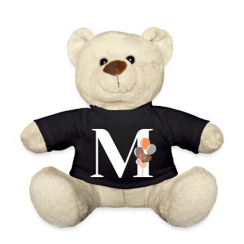 Buchstabe m Geburtstagsballon - Teddy - Schwarz - Vorne