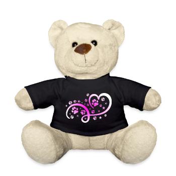 Herz mit Pfötchen und Sternen - Teddy - Schwarz - Vorne
