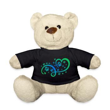 Herz mit Pfötchen und Sternen - Teddy - Schwarz - Vorne