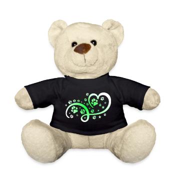 Herz mit Pfötchen und Sternen - Teddy - Schwarz - Vorne