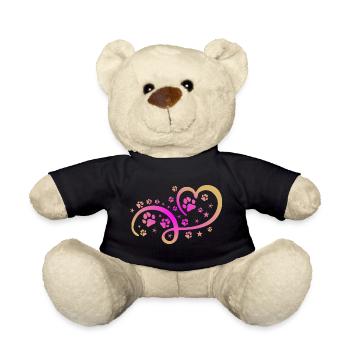 Herz mit Pfötchen und Sternen - Teddy - Schwarz - Vorne