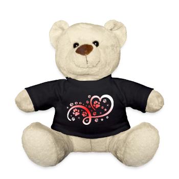 Herz mit Pfötchen und Sternen - Teddy - Schwarz - Vorne