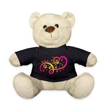 Herz mit Pfötchen und Sternen - Teddy - Schwarz - Vorne