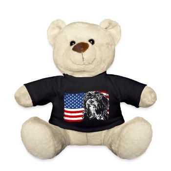 Tibetan Terrier America Flag Dogs Dog Wilsigns - Teddy Bear - black - Front
