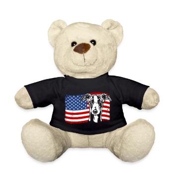 Whippet America Flag Dogs Dog Wilsigns - Teddy Bear - black - Front