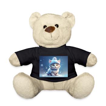 cat with hat - Teddy Bear - black - Front