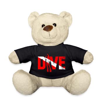 Diving Hero in Red Stripes - Teddy Bear - black - Front