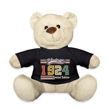 1924 Birthday Gift Awesome Since 1924 Came - Teddy Bear - black - Front