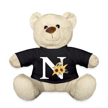 Lettre n floral tournesol - Nounours - noir - Devant