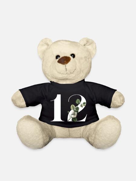 Numéro 12 floral vert -12e anniversaire floral - Nounours - noir