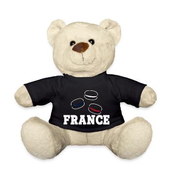 FRANKREICH Flagge und Emblem von Frankreich. Ertragen - Teddy - Schwarz - Vorne