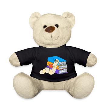 Bücherwurm lesen Buchliebe Leseratte Literatur - Teddy - Schwarz - Vorne