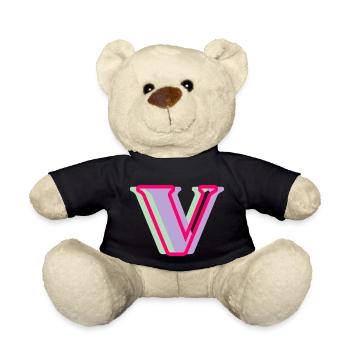 Mehrfarbiger Buchstabe V - Teddy - Schwarz - Vorne