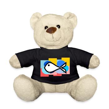 APRIL FOOL. FISH. SARDINE. ANNIVERSARY - Teddy Bear - black - Front