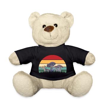 Motif mycologique du coucher de soleil - Nounours - noir - Devant