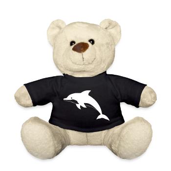 Dolphin Dolphins T-shirt Gift - Teddy Bear - black - Front