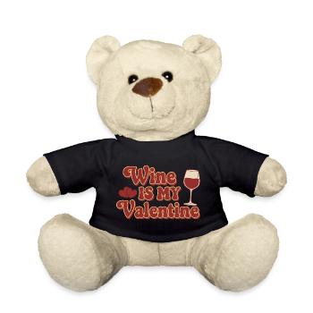 Wine Is My Valentine – Retro Wein Design - Teddy - Schwarz - Vorne