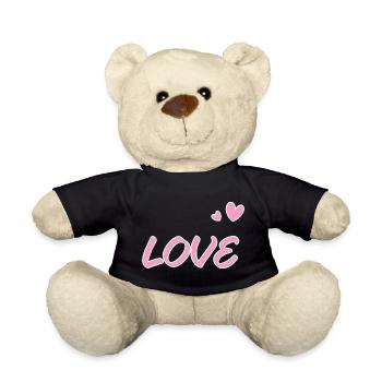 Pastellliebe und gezeichnete Herzen - Teddy - Schwarz - Vorne
