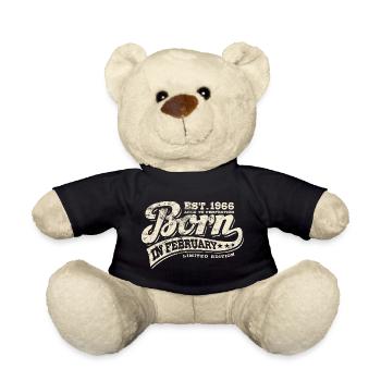 Born in February 1966 - Geburtstag - Geschenk - Teddy - Schwarz - Vorne