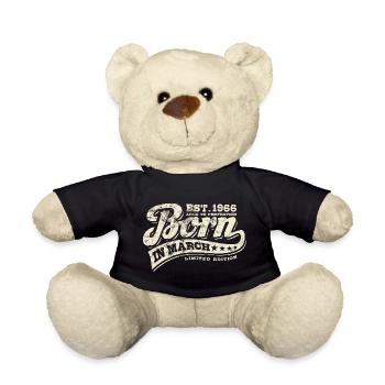Born in March 1966 - Geburtstag - Geschenk - Teddy - Schwarz - Vorne