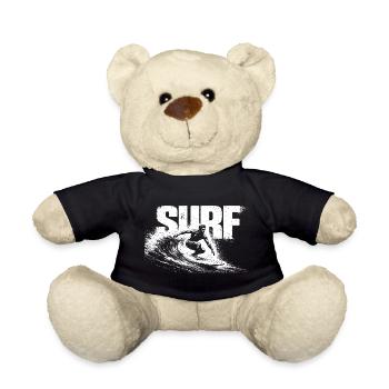Surf Shirt Surfing Beach Ocean Surfer Gift - Teddy Bear - black - Front