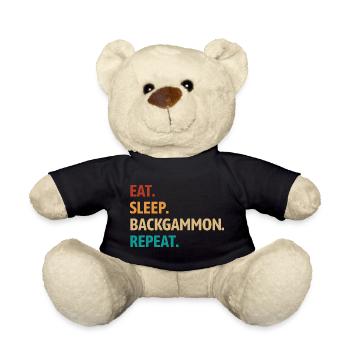 Eat Sleep Backgammon Repeat | Board Game - Teddy Bear - black - Front