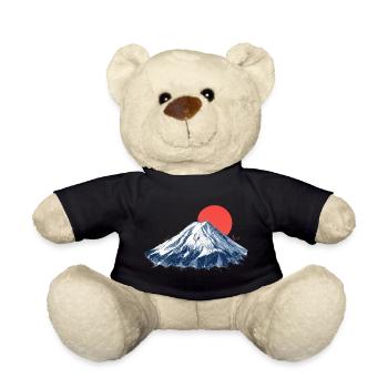 Geometrischer Berg mit roter Sonne  Origami Fuji - Teddy - Schwarz - Vorne