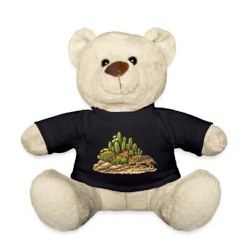 Cactus with Coyote - Teddy Bear - black - Front