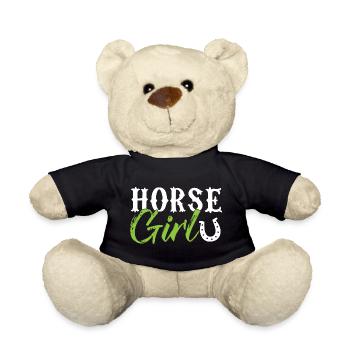 Horse Girl - Horse Girl Riding Horseshoe - Teddy Bear - black - Front
