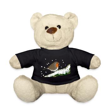 Robin Winter Motif Snow Bird Branch - Teddy Bear - black - Front