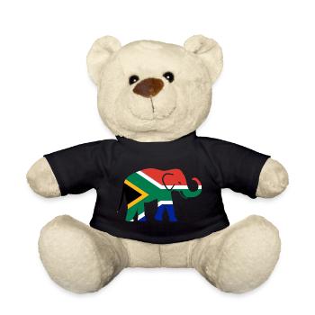 South Africa Flag Afrikaans Suid-Africa Elephant - Teddy Bear - black - Front