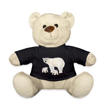 Polar bear with two cubs - Teddy Bear - black - Front