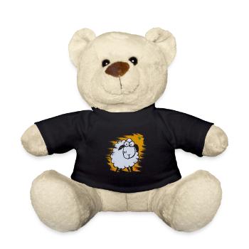 Lustiges Schäfchen auf orangem Hintergrund - Teddy - Schwarz - Vorne