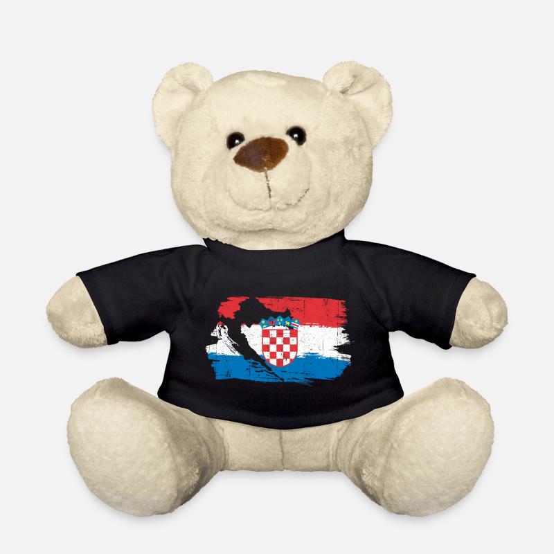 Kroatische Wappen-Pinselflagge - Teddy - Schwarz