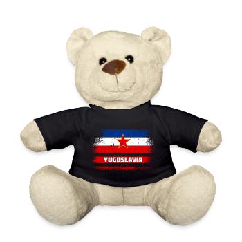 Jugoslawien Vintage Flaggen - Teddy - Schwarz - Vorne