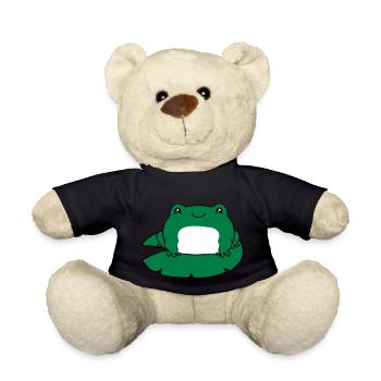 Frog on water lily - Teddy Bear - black - Front