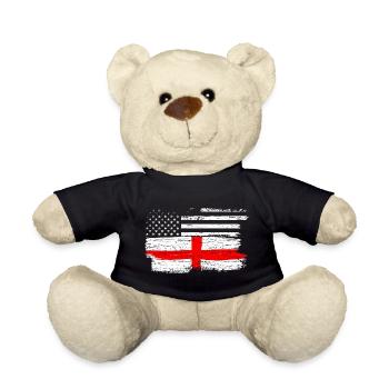 Grunge Flag Fusion USA UK Cross - Teddy Bear - black - Front