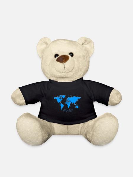 Weltkarte - Teddy - Schwarz