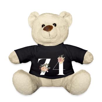 74th Anniversary Flowers (Gift of 74 years) - Teddy Bear - black - Front