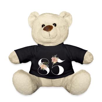 85e anniversaire fleuris (Cadeau de 85 ans) - Nounours - noir - Devant
