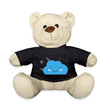 Kawaii cloud and starry sky - Teddy Bear - black - Front