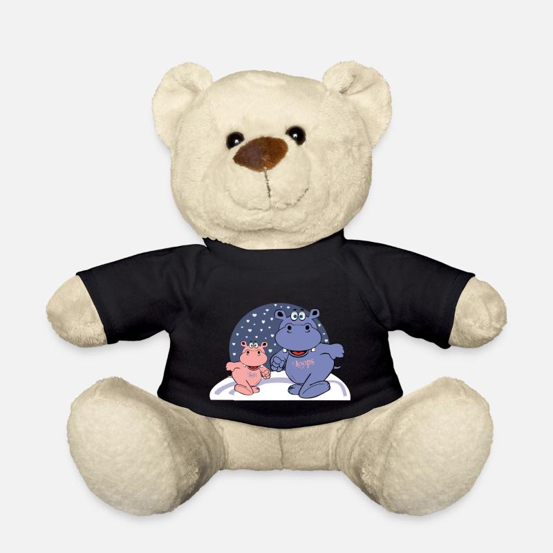 zwei nilpferde im schnee mit herzen - Teddy - Schwarz