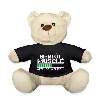 Bientot musclé (blanc et vert) - Nounours - noir - Devant