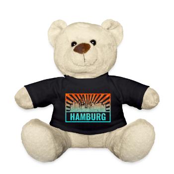 Hamburg Skyline Gradient - Teddy - Schwarz - Vorne
