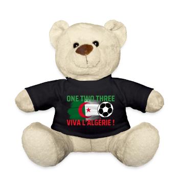 Algeria Flag Soccer  - Teddy Bear - black - Front