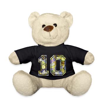 Numero 10 fleur, Équipe Foot, basket université - Nounours - noir - Devant
