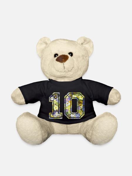 Number 10 flower, Football team, university basketball - Teddy Bear - black