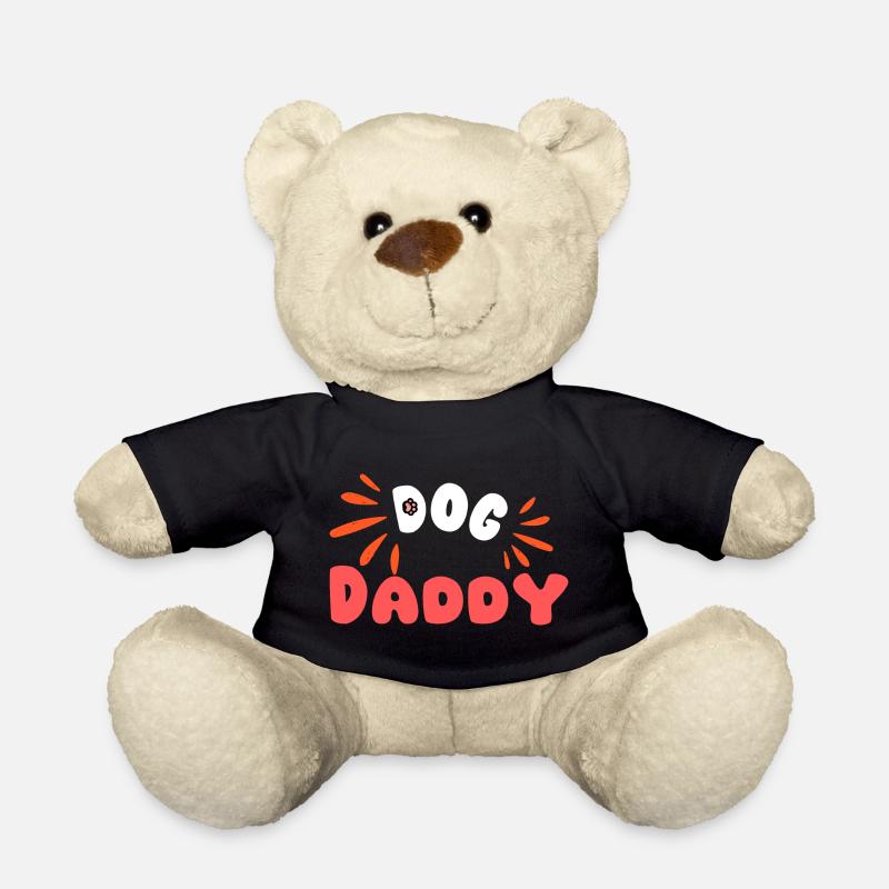 Dog Daddy Cheerful Typo and Orange - Teddy Bear - black