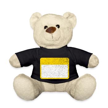 Panneau d’avertissement étiquette nominative Panneau de respect jaune - Nounours - noir - Devant