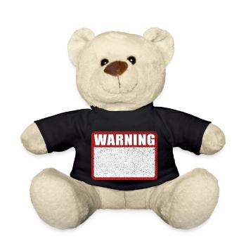 Warning Sign English Warning - Teddy Bear - black - Front